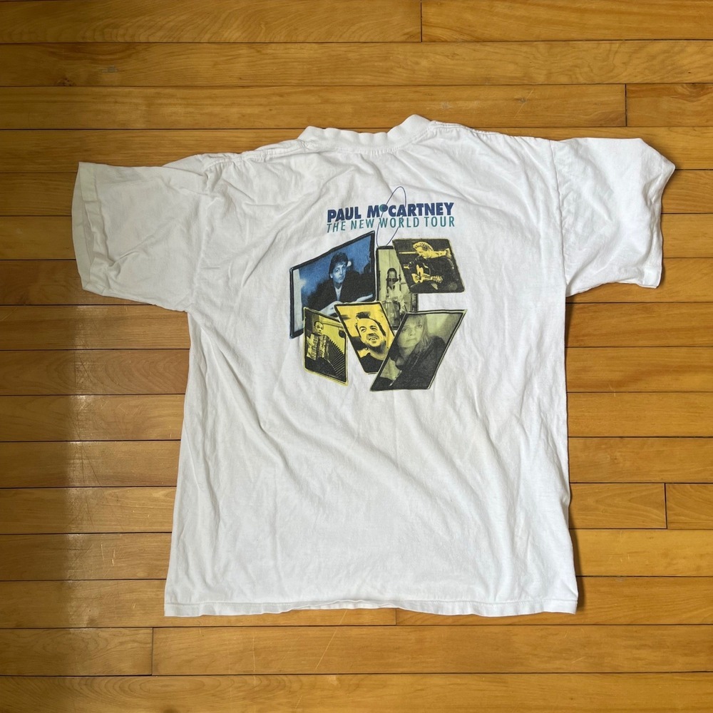 Vtg 1993 Paul McCartney The New World Tour T-Shirt White XL slightly faded white - Picture 12 of 12
